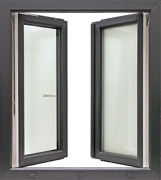 IGLO Light Fenster mit Stulp Aussenansicht halboffen DRUTEX WIKA Fensterbau